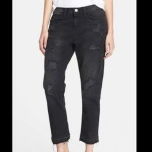 Current Elliott The Traveler Black High Rise Distressed Button Fly Jeans Size 26